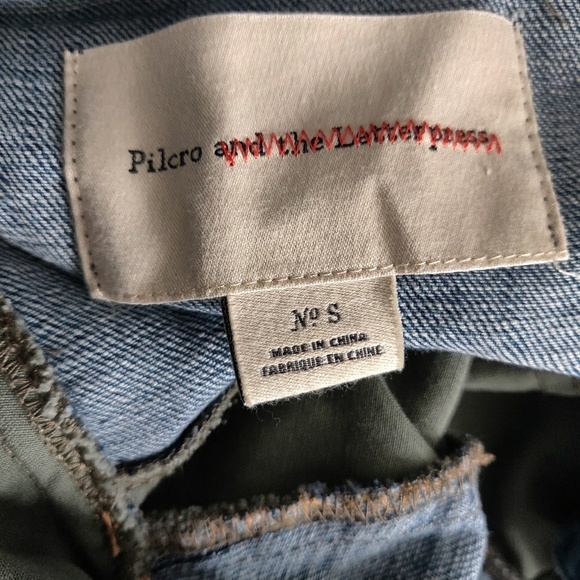 Anthropologie Pilcro Denim & Military Green Trucker Jacket Size S - Picture 2 of 5